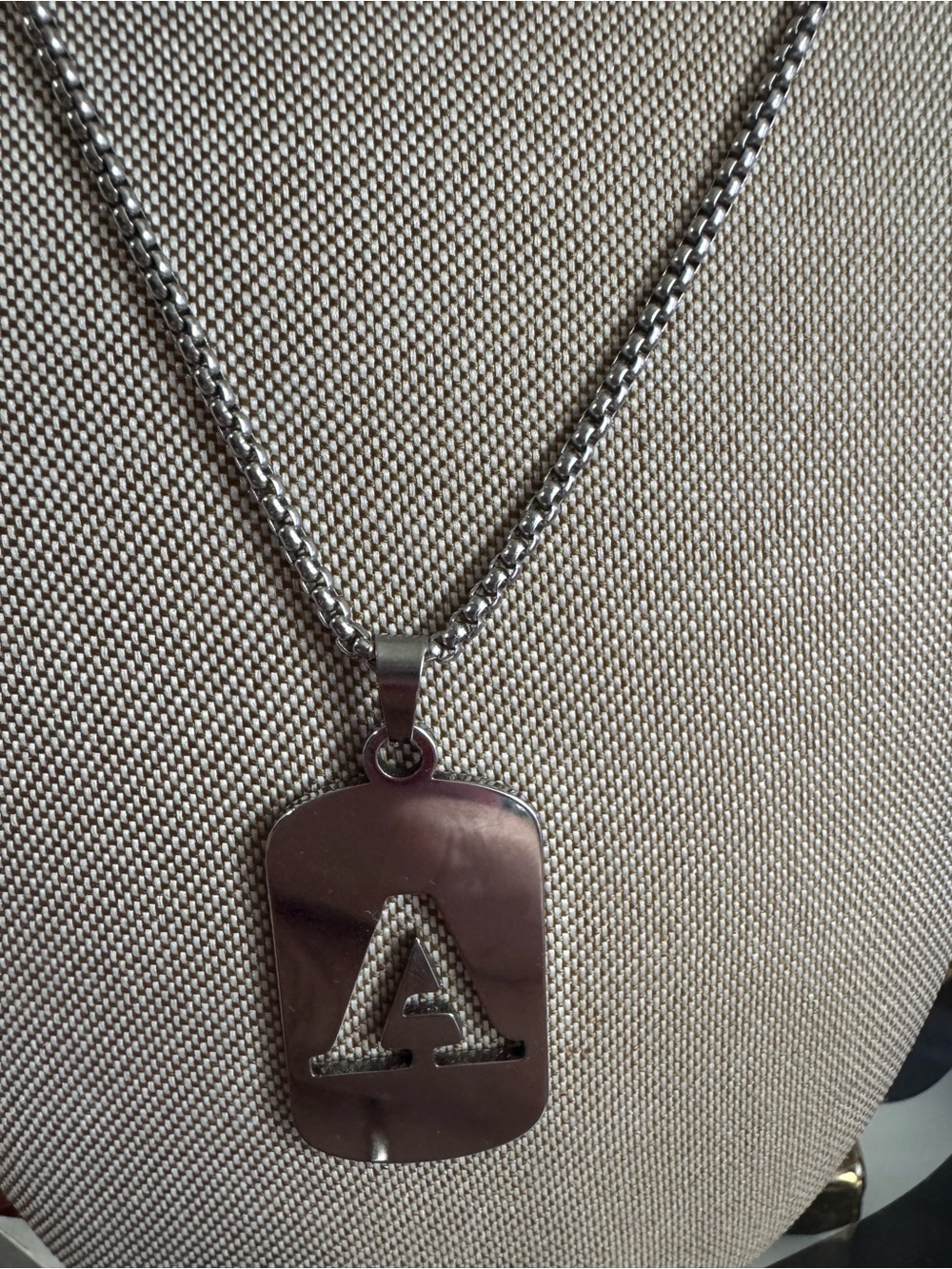 Stainless Steel Box Chain with initial “A” - Picture 2 of 3